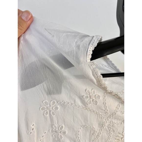 Johnny Was Women's White Embroidered Eyelet Sheer Blouse Size Large NO BRAND TAG - Picture 6 of 6